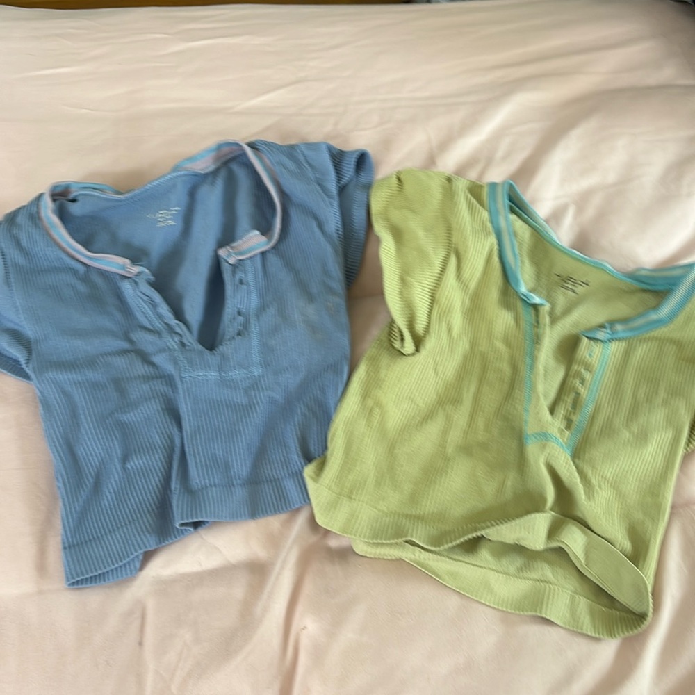 out from under tops. Green and blue xs/s